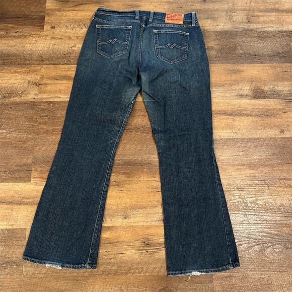 VTG Lucky Brand Y2K Dungarees Bootcut Jeans 10/30 Measures 33x29 Distressed READ - Picture 2 of 12